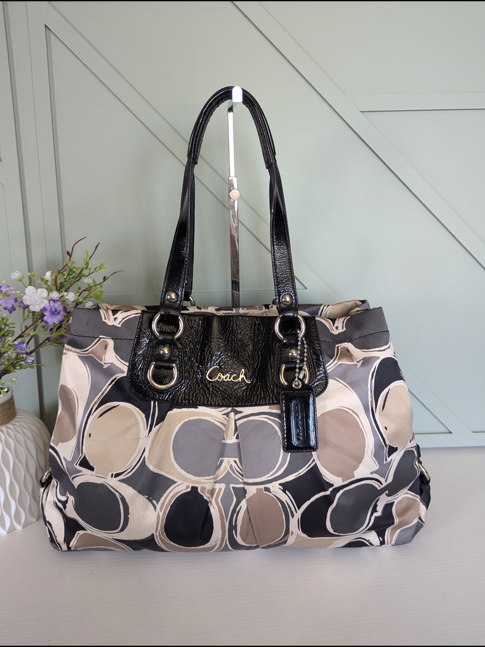 Coach Ashley Scarf Print Satin Satchel